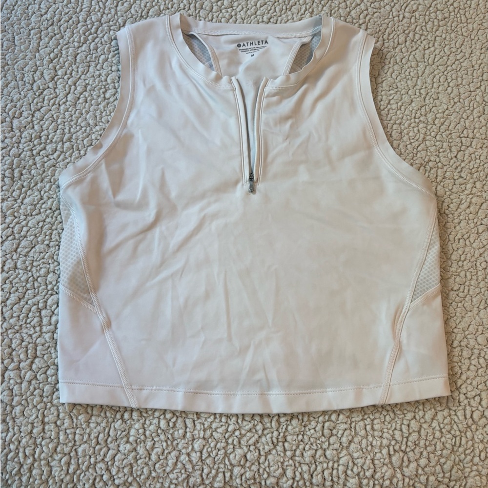 Athleta Women's White Zip-Front Crop Top